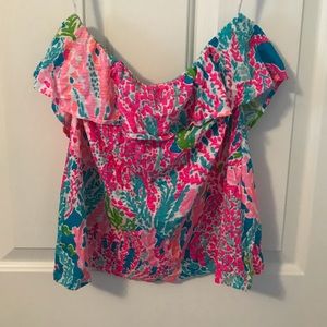 Lilly Pulitzer strapless cotton top. Size large